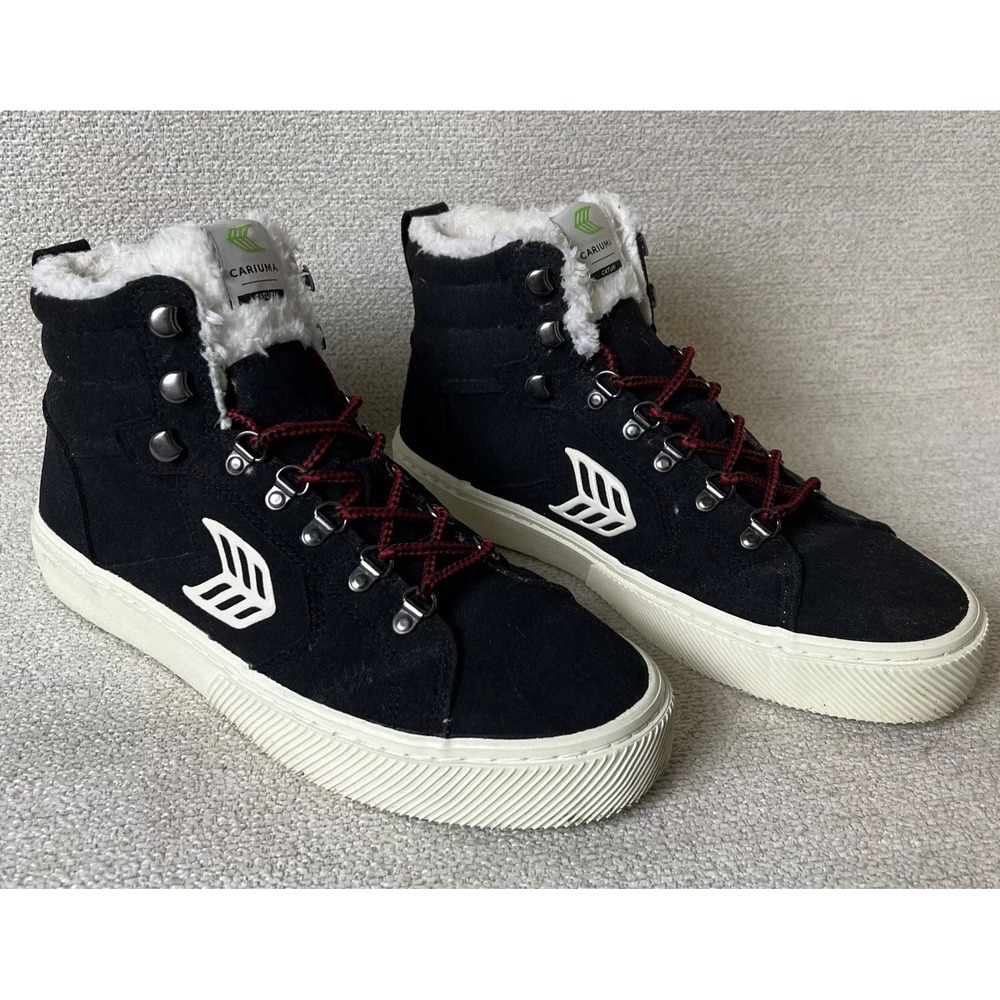 Cariuma Shoes Men 8.5 Caturi Black Suede Trainer Women 10 Hightop Boot Scateboar